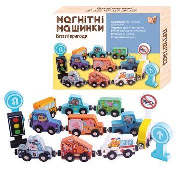 Магнітні машинки 49325 "WToys", дерев&rsquo;яні, в коробці 178147 фото